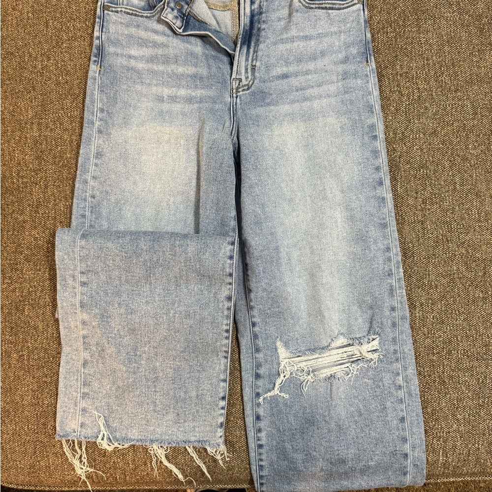Stylish Distressed Light Blue Women's Flare Jeans